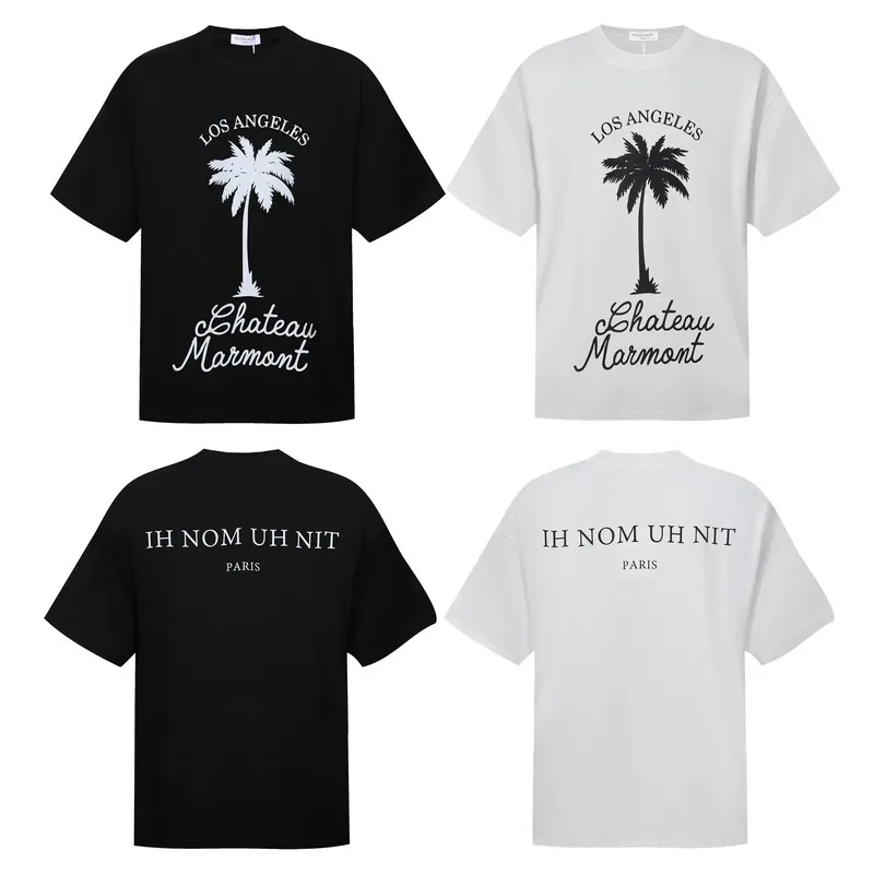 Original Detail 1:1 High Quality Men Women Loose IH NOM UH NIT Short Sleeve Coconut Tree Letter Printed Round Neck INUN T-shirt