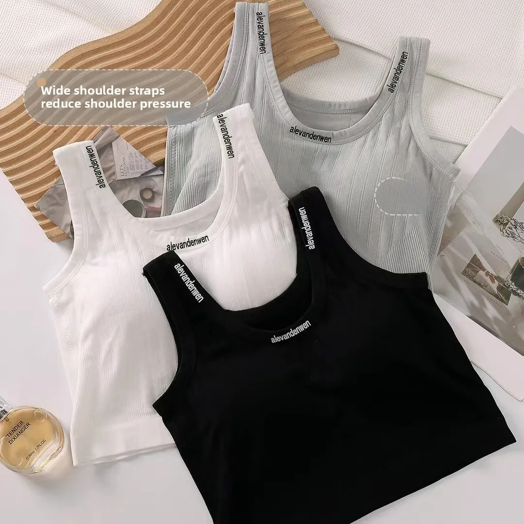 

Comfortable Women's Bra Tank Top with Chest Pad Integrated Design for Inner And Outer Wear Spring Summer Backless Trend