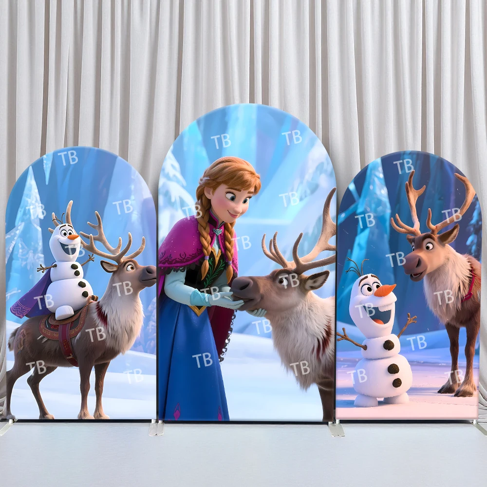 

TB Disney Frozen Theme Arch Backdrop Cover Princess Elsa for Girls Birthday Party Baby Shower Photography Background Wall Decor