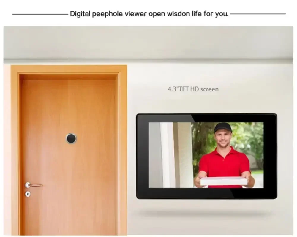 145 °   Weitwinkelkamera Türklingel 720P Visueller Türmonitor 4,3 Zoll Guckloch Türklingel Sicherheitstürklingel für Zuhause Wohnung Katzenauge