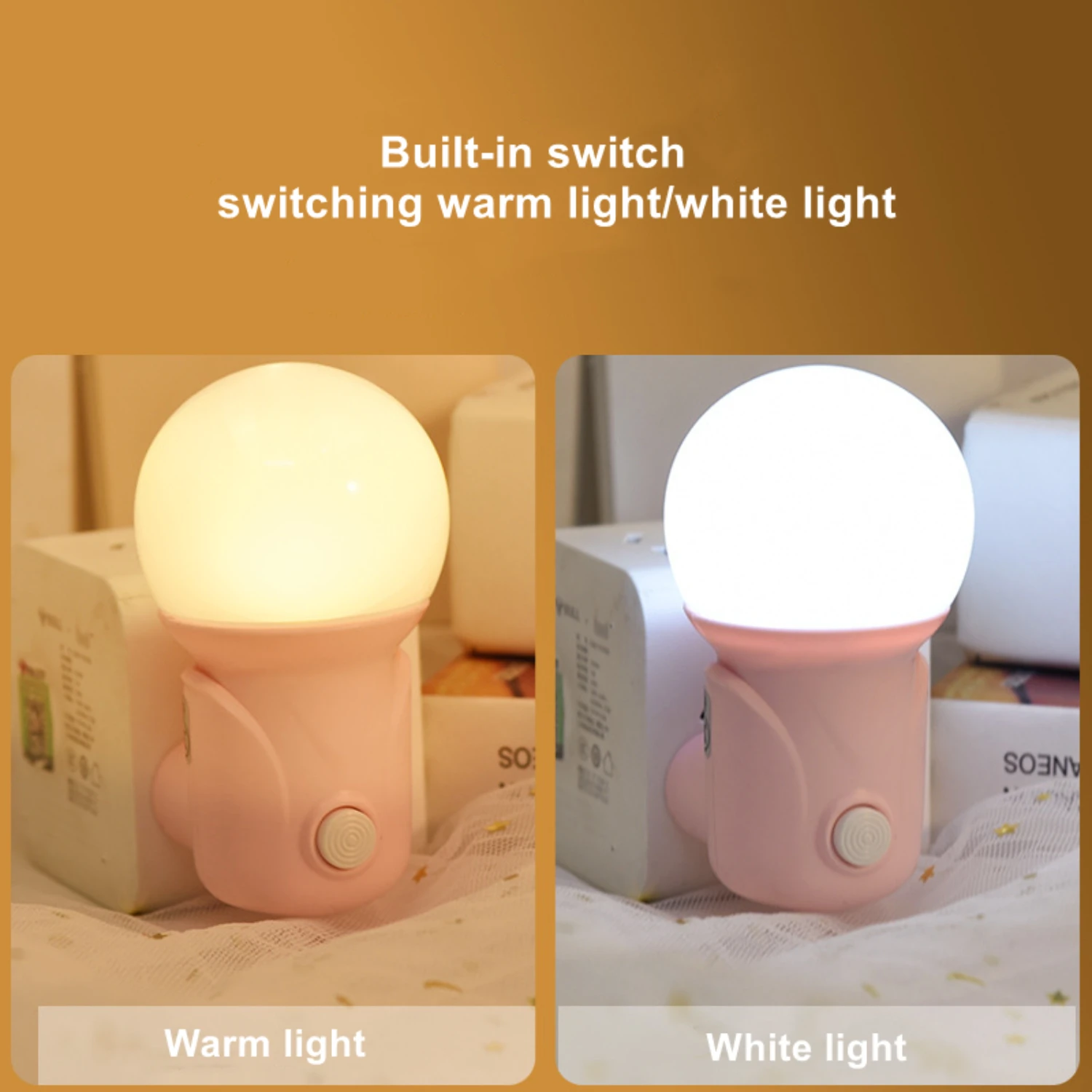 Lampu Tidur Bayi, hemat energi, LED lucu Plug-in lampu malam perawatan mata, lampu soket 2 warna untuk kamar tidur, koridor, Balcon