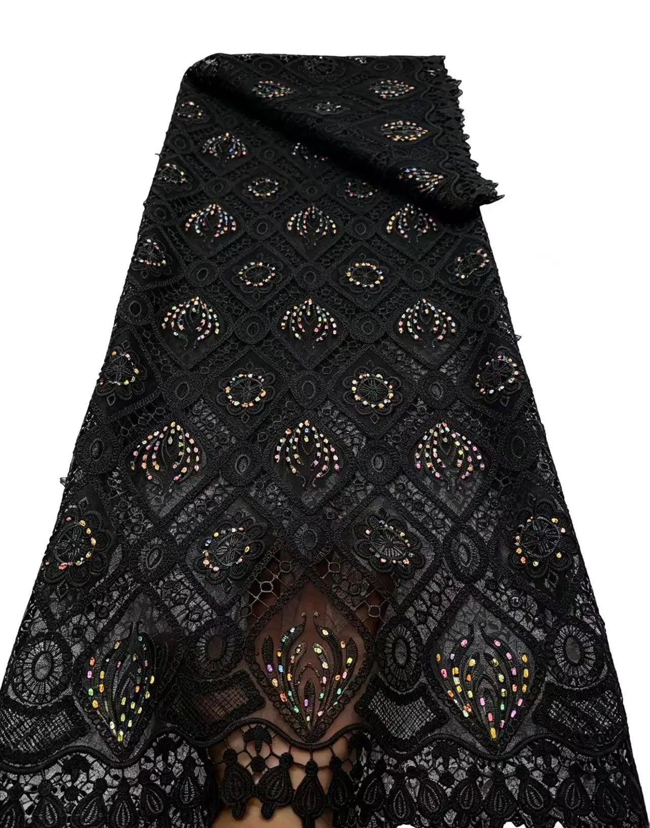 

African Chiffon Lace Fabric 2026 Water Soluble Lace Fabric High Quality Stones Nigerian Guipure Cord for Women's Dresses Sewing