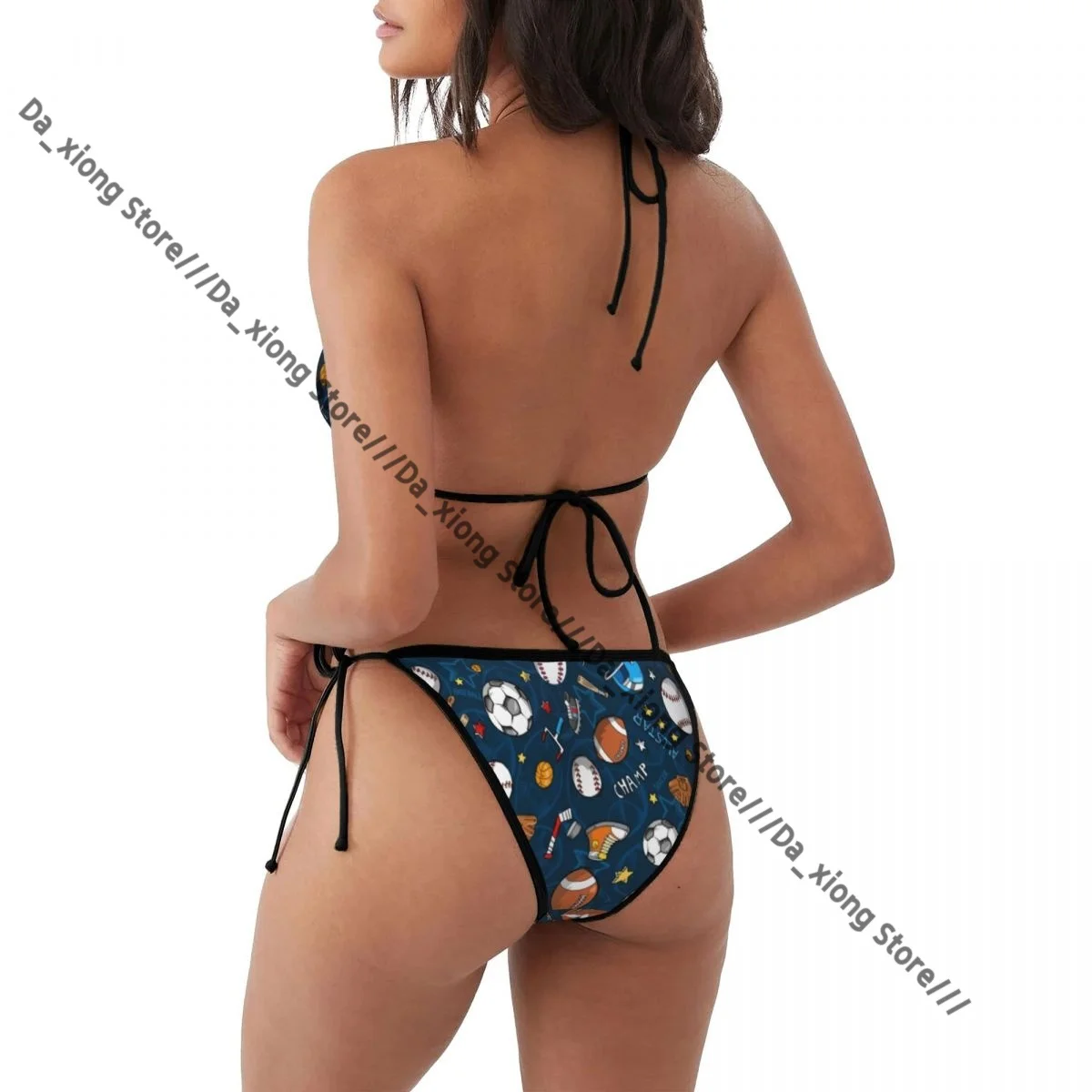 Costume da bagno donna Set bikini sexy Costumi da bagno Sport Molti guanti da basket, baseball e calcio, costume da bagno a due pezzi