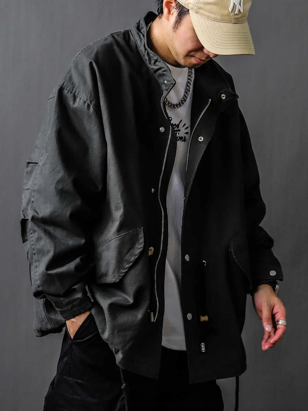 

Парка-куртка с воротником-стойкой, утепленная, для работы и активного отдыха, свободного кроя, весна-осень, в стиле милитари, с длинными рукавами