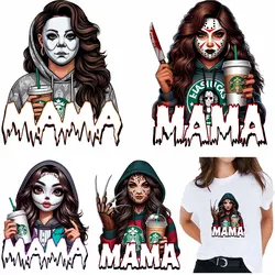 Mama Heat Tranfer Shirt Iron On Patches Horror Moive Cute Parches Iron On Diy Accessory Heat Transfer Clothes Stickers Fashion