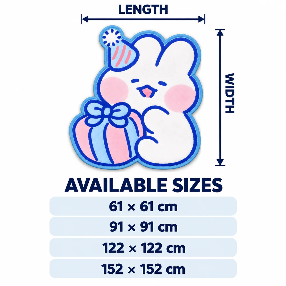 Cute Mongmong Rabbit Shaped Area Rug Creative Irregular Flannel Indoor Door Mat for Bedroom Living Room Entryway Decor Unique