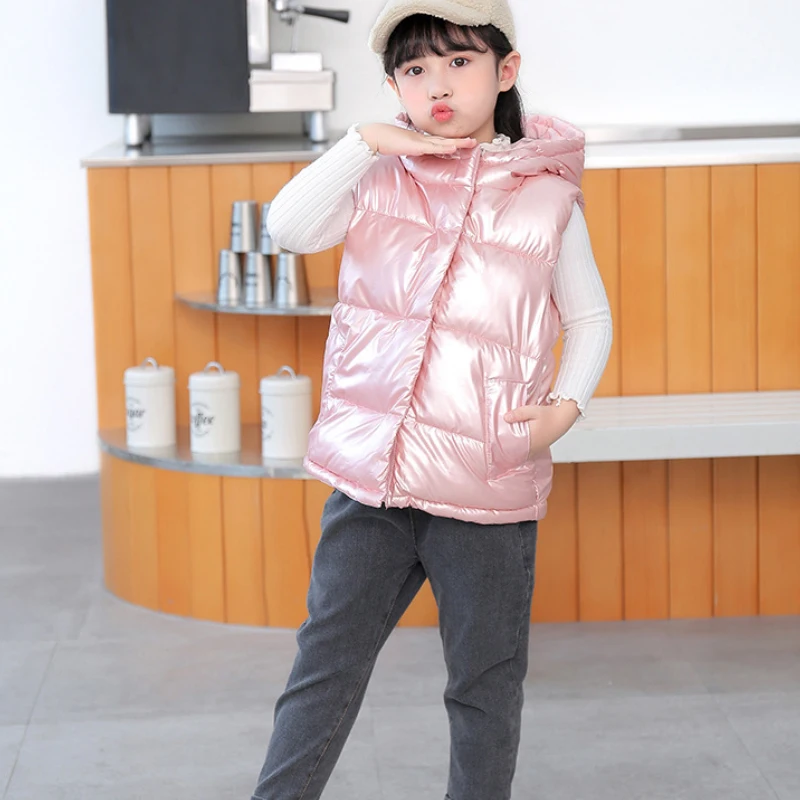 Vest Winter Thickened Warm Tank Top Coat 2-11 Year Old Korean Boy Girls Cartoon Casual Sleeveless Jacket Coat Fashion Child Wear