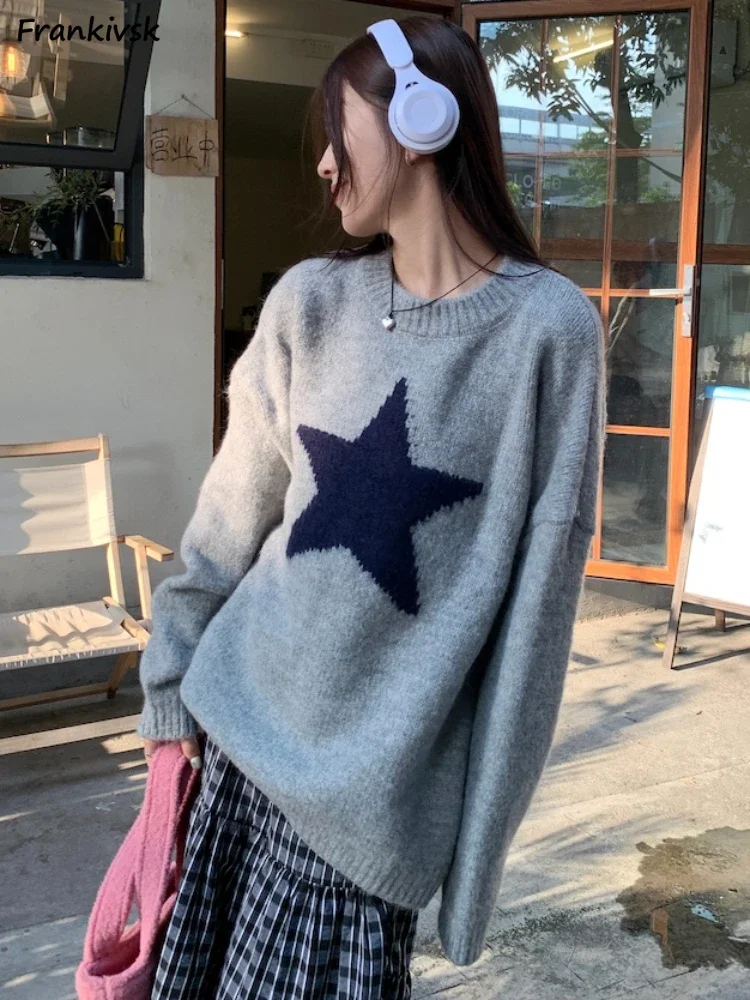 

Geometric Sweaters Women European Style Simple All-match Retro Office Lacy Youthful Stylish Leisure Cozy Minimalist Hipster Chic