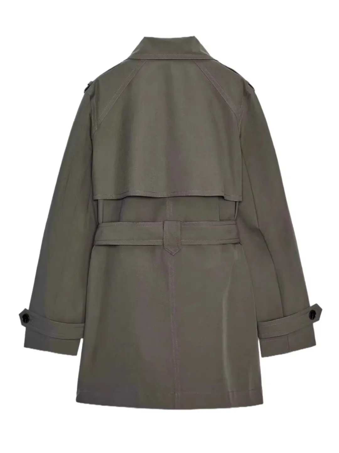 

New Autumn 2025 Women's Casual Double-breasted Windproof Outerwear Coat Loose Fit Korean Sle Polyester Fiber Long Sve