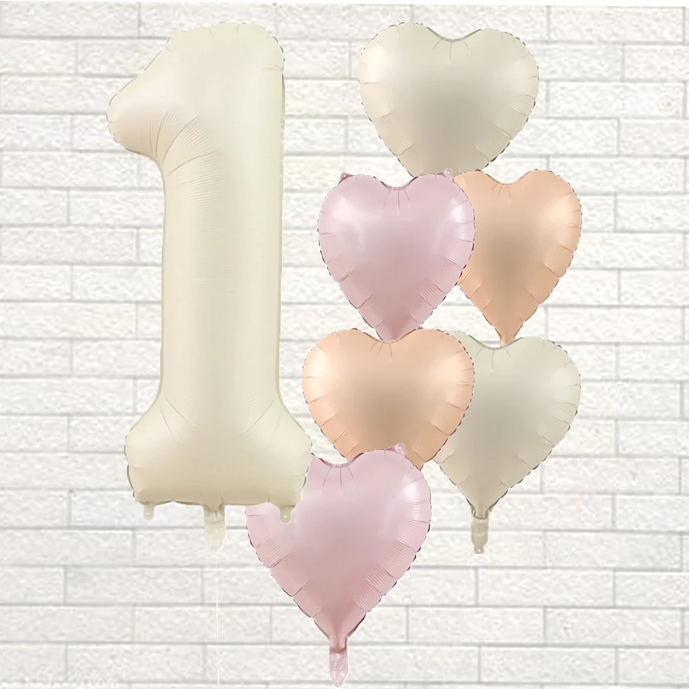 8 Stück cremefarbene Zahlen-Herz-Folienballons, alles Gute zum Geburtstag, Partydekorationen, Kinder, Mädchen, Jungen, 1, 2, 3, 4, 5, 6, 7, 8, 9 Jahre alt
