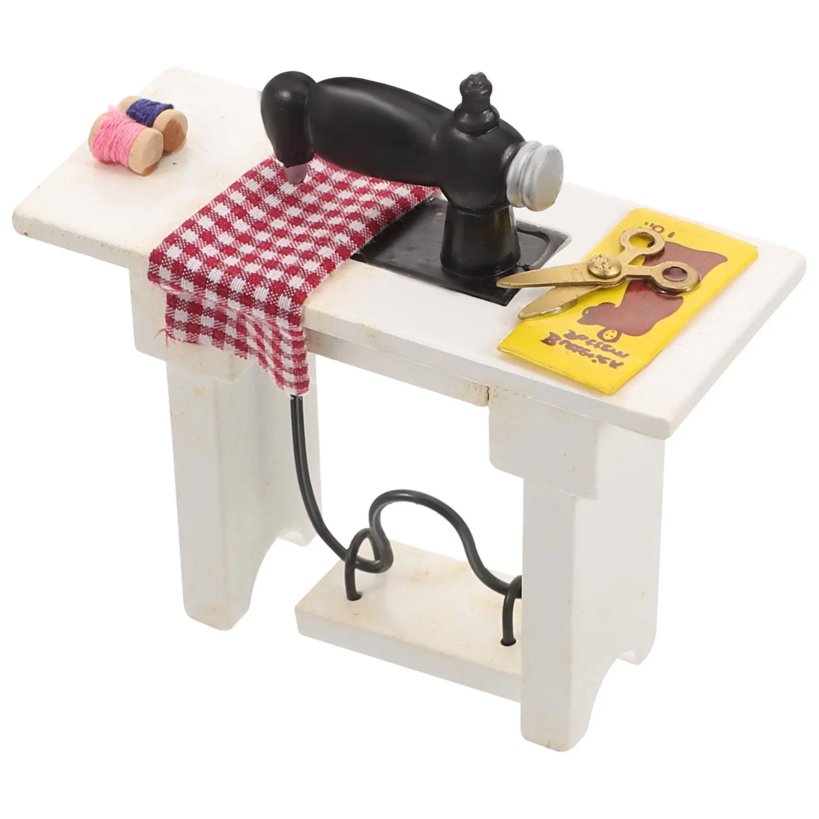 

Винтажная миниатюрная швейная машинка с ручным приводом, ретро-декор для кукольного домика, масштаб 1:12, аксессуары для кукольного домика, мини