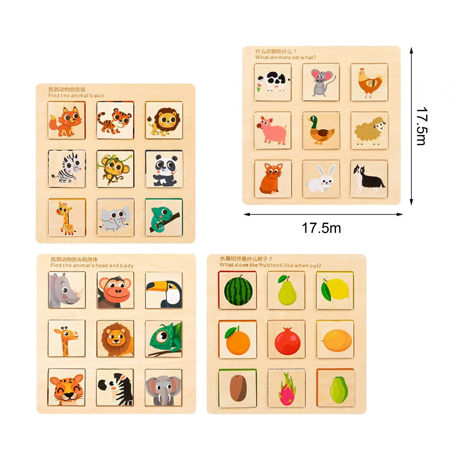 Wooden Matching Puzzle Board Children Montessori Toy for Kids Ages 2-4 Gifts