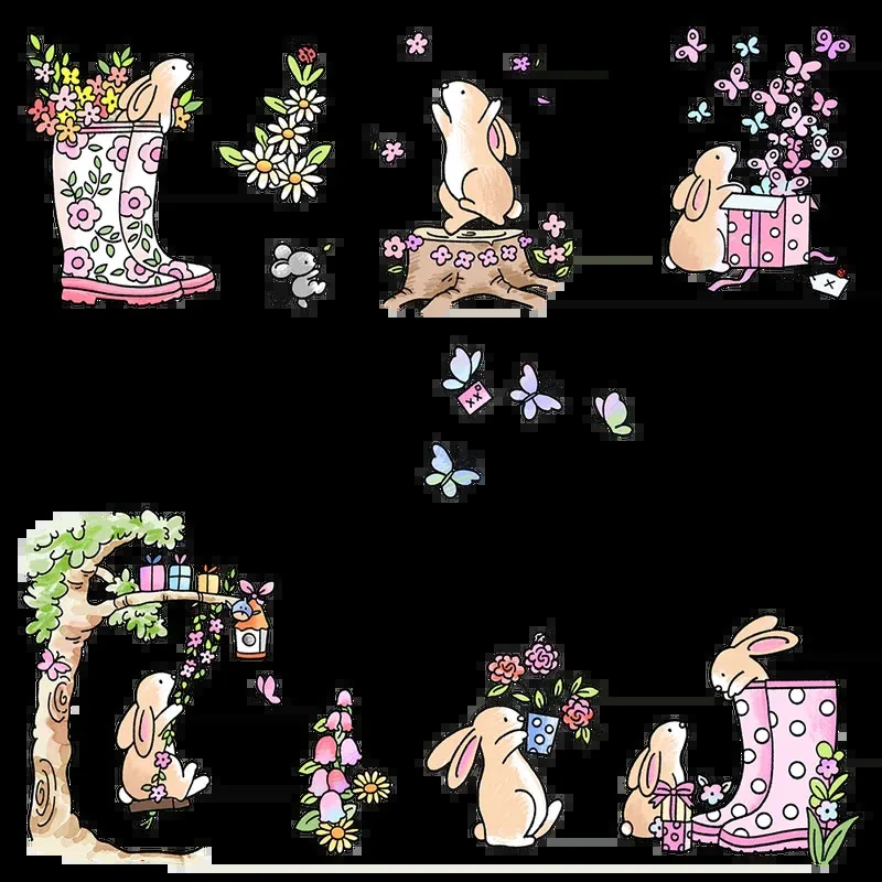 

Spring Flowers And Rabbits Bunny Clear Stamp DIY Scrapbooking Supplies Silicone Stamp For Card Making Albums Decor