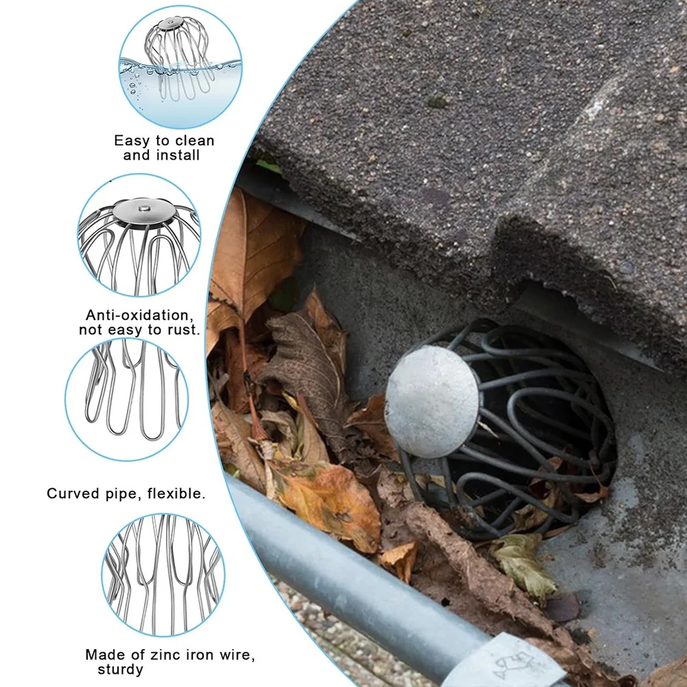 2Pcs Gutters Leaf Protection 87-100mm Adjustable Downpipe Protection Gutter Strainer Garden Landscaping Floor Drain Gutter Guard