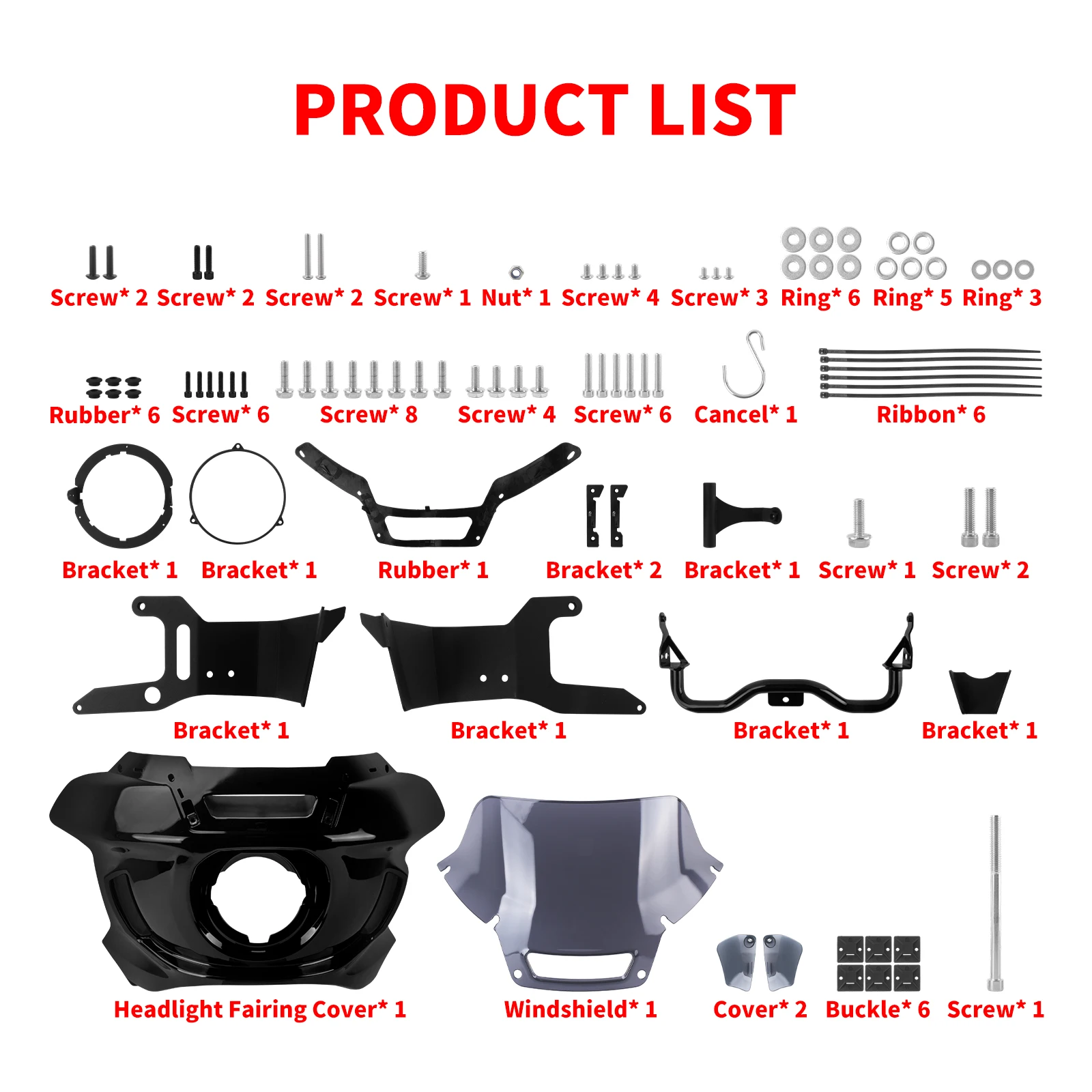 Motorcycle Headlight Fairing Cover Windshield Mounting Kit For Harley Dyna 06-17 Low Rider Fat Bob Glide Headlight Cowl Bracket 6