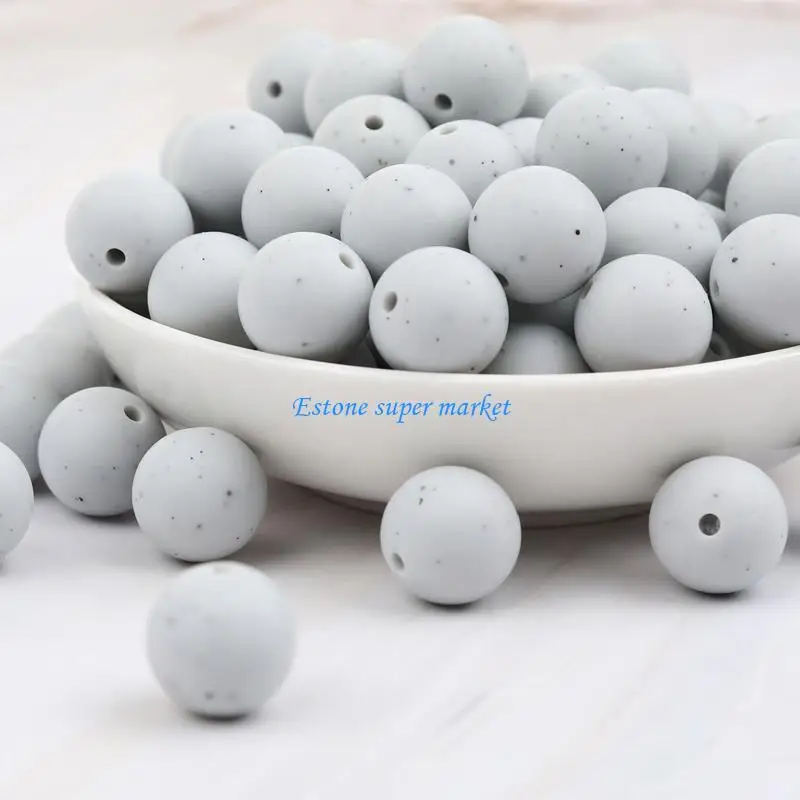 090B 5pcs 15mm Baby Silicone Beads Loose Beads DIY Chew Charms Necklace Jewelry Making Baby Gift