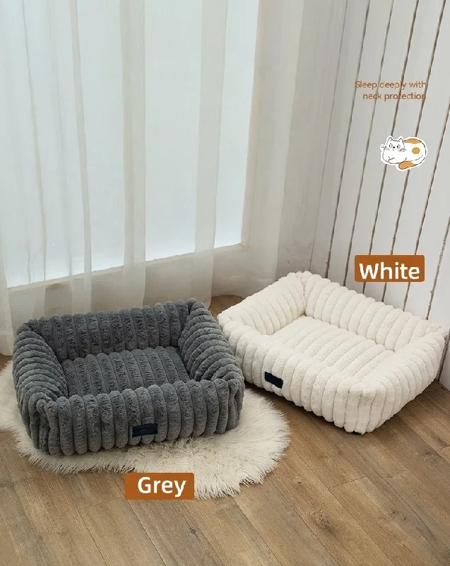 Washable Orthopedic Dog Bed with Removable Cover Rectangle Soft Calming Sleeping Puppy Cat Bed Durable for Indoors