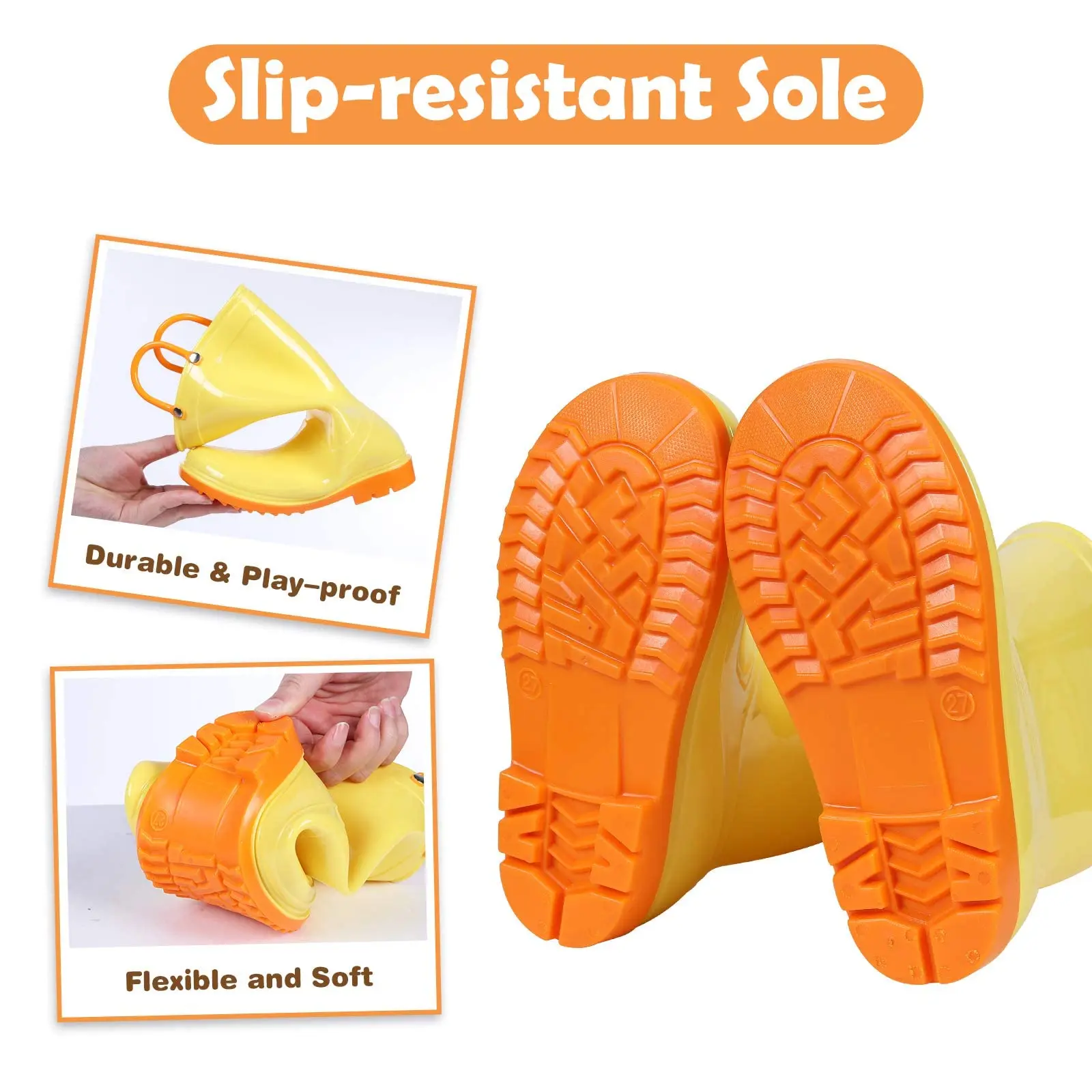 Gacimy Kids Rain Boots, Rubber, Waterproof, Non-slip, Easy Pull Handles For Toddlers_voghion.com