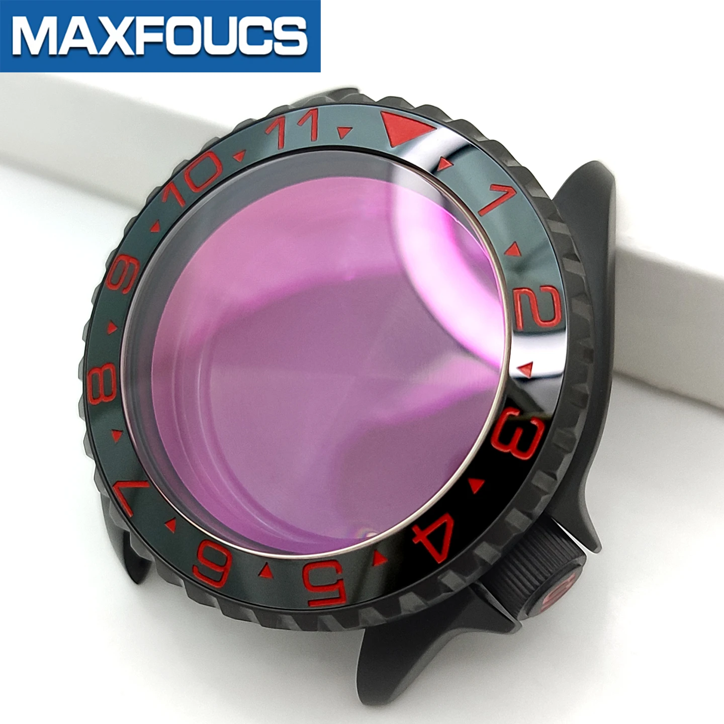 SKX NH 3.8 Schwarzes Mattes Uhrengehäuse-Set 4-Uhr-Position Edelstahl-Finish MOD NH36 Einsatz Saphirglas Kapitelring Kundenspezifische Teile – Detail 13