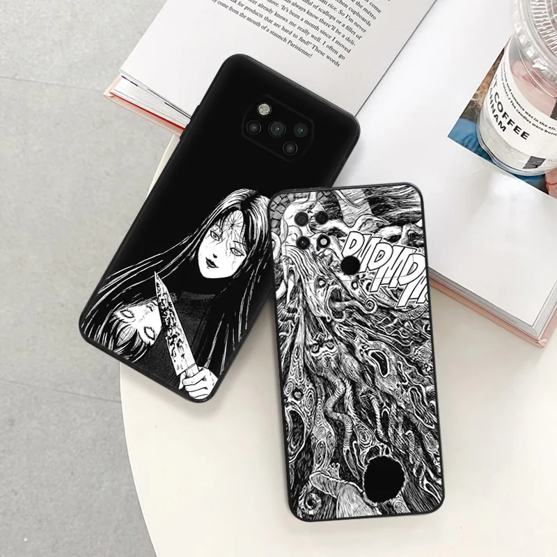 Silicone Black Phone Case for Xiaomi Mi Poco C61 F5 F4 GT F3 X4 X3 X5 M3 M4 Pro M5 C51 C50 C40 Junji Ito Tomie Tees Manga Cover