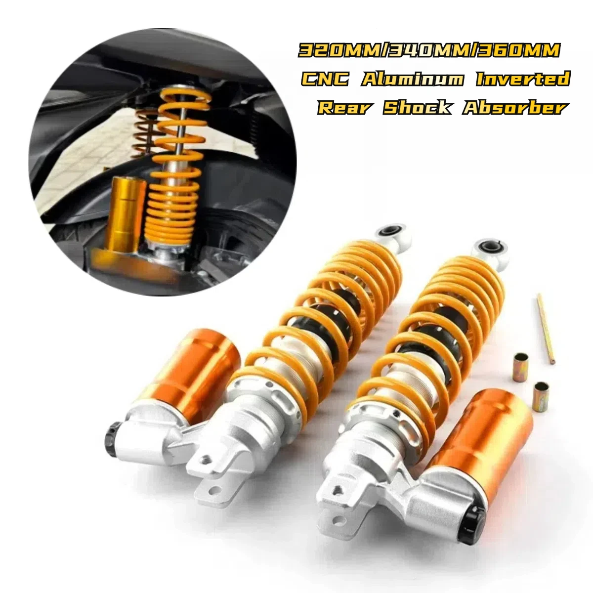 

2Pcs 320MM/340MM/360MM Motorcycle Inverted Adjustable Oil-pneumatic Rear Shock Absorber For Honda Yamaha Kawasaki Suzuki Atv