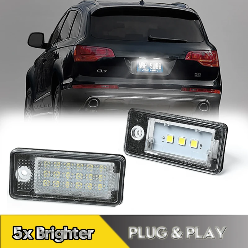 2Pcs For Audi Q7 2005-2015 LED Number License Plate Light Lamps For Audi A3 A4 A5 A6 A8 S3 S4 RS4 S5 S6 S8 Car Accessories
