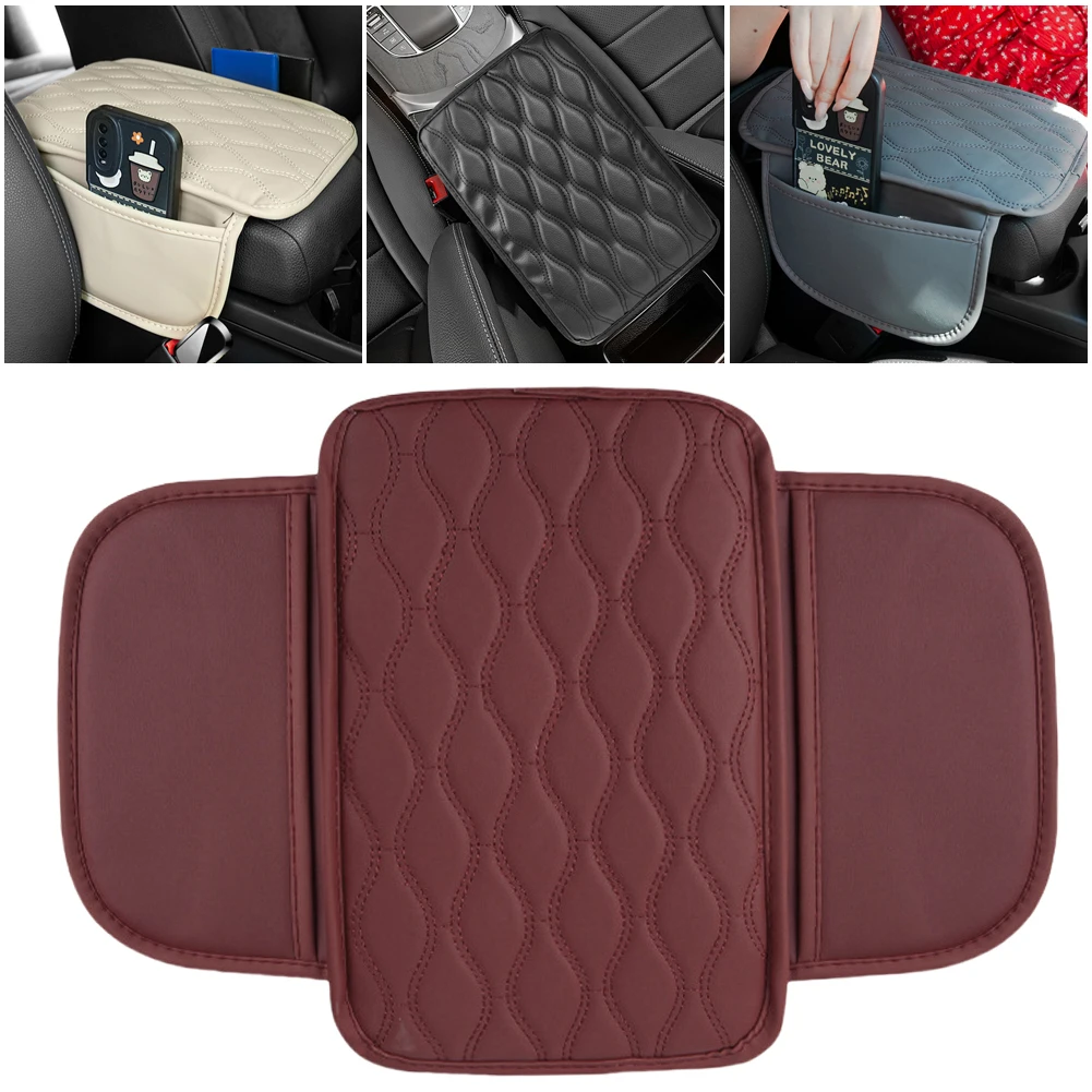 

Car Center Console Protector Cover Pad Leather Elbow Support Storage Box Car Armrest Cover with Pocket Increased Support