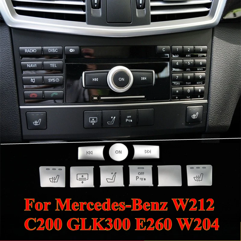 

3/6PCS Car Central Control Air Conditioning CD Panel Button Stickers for Mercedes-Benz W212 C200 GLK300 E260 W204