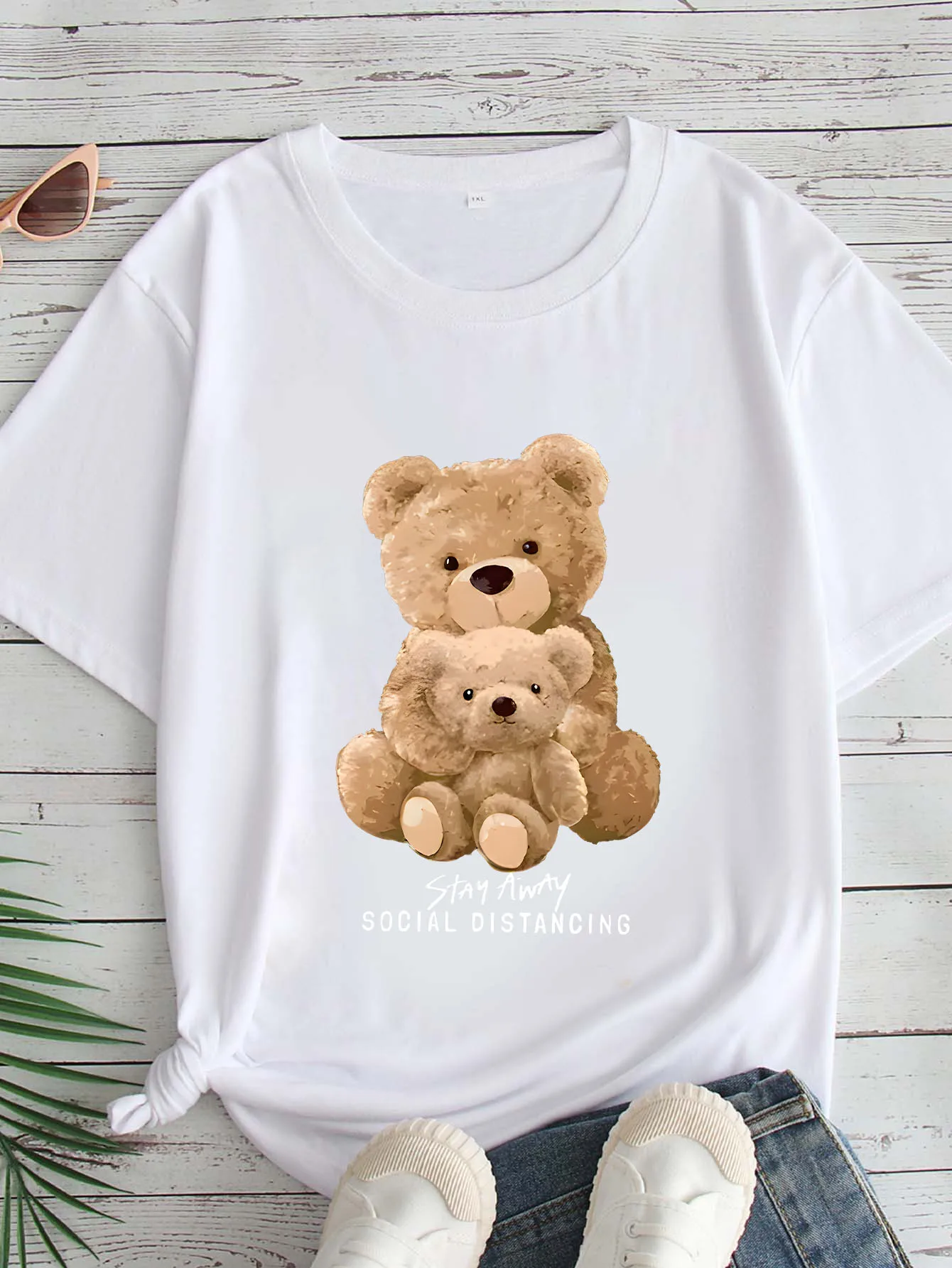 

Женская футболка большого размера с круглым вырезом и короткими рукавами, с принтом, 1-7XL, удобный повседневный топ в европейском стиле