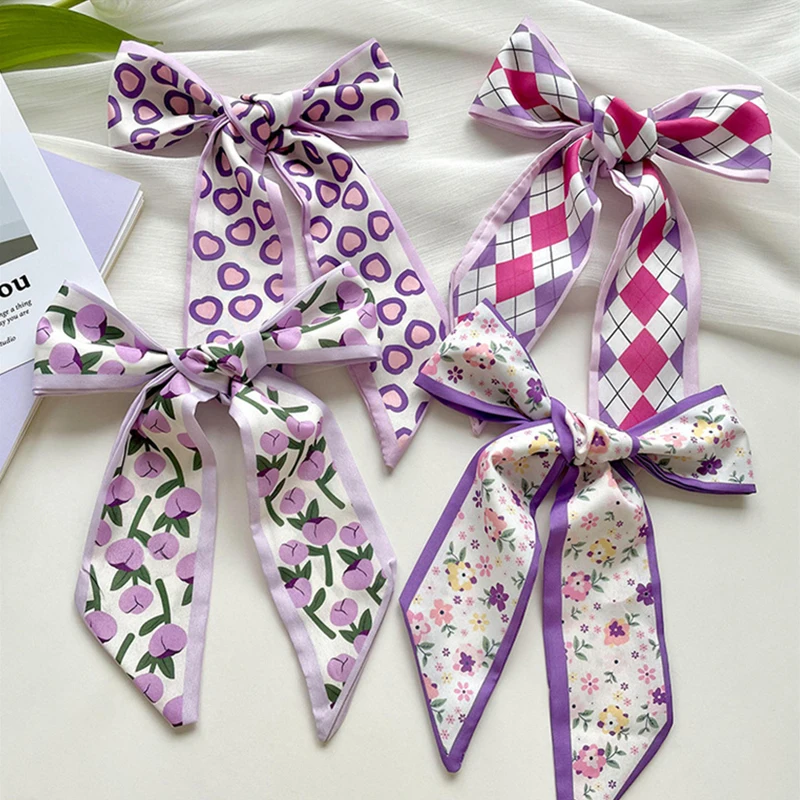 

New Luxury Narrow Short Woman's Silk Scarf Hair Strip Silk Ribbon Small Neck Scarves Bag Handle Ribbon Scarf Kerchief Lady Tie