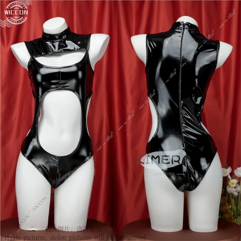 Jumpsuit Glossy Patent Leather Private Pajamas Bathing Suit Woman Adult Sexy Role Play Dating Outfit Cosplay Anime Woman