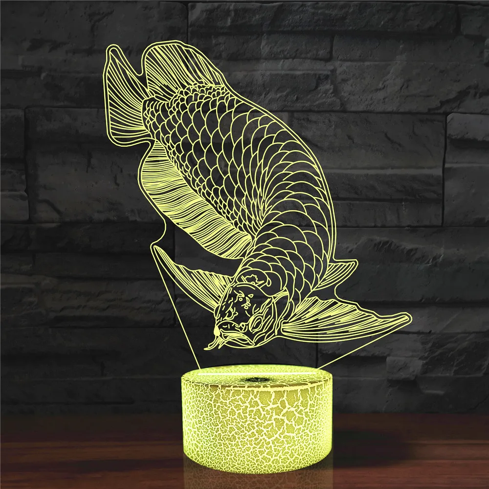 Nighdn 3D Acrylic Led Night Light Moon Fish Figure Nightlight for Kid Child Bedroom Sleep Lights Gift for Home Decor Table Lamps