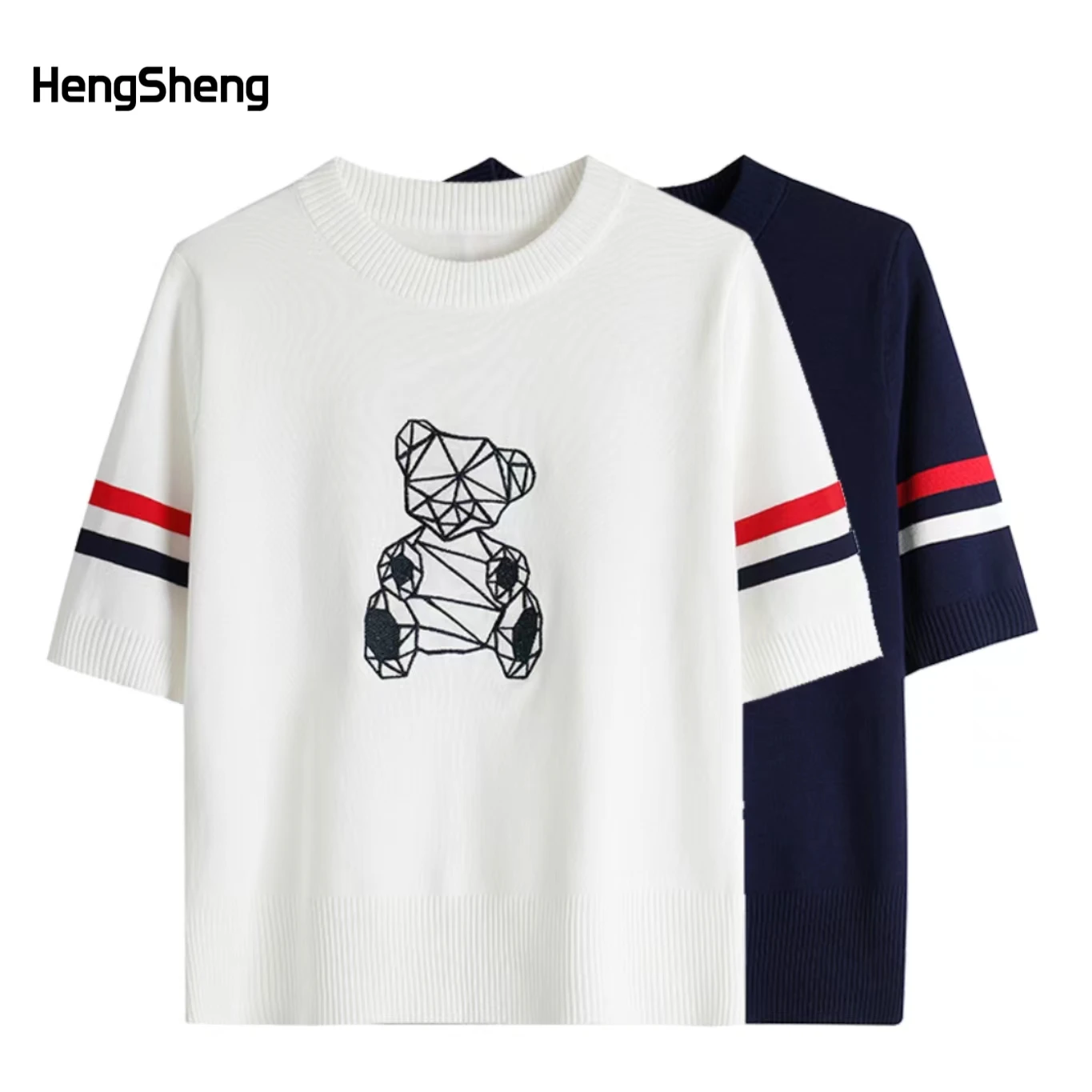 

Summer Basic Top Short Sleeve Bear Pattern Crew Neck T-shirt Casual Tee for Women Clothing y2k Vintage Top Harajuku Streetwear