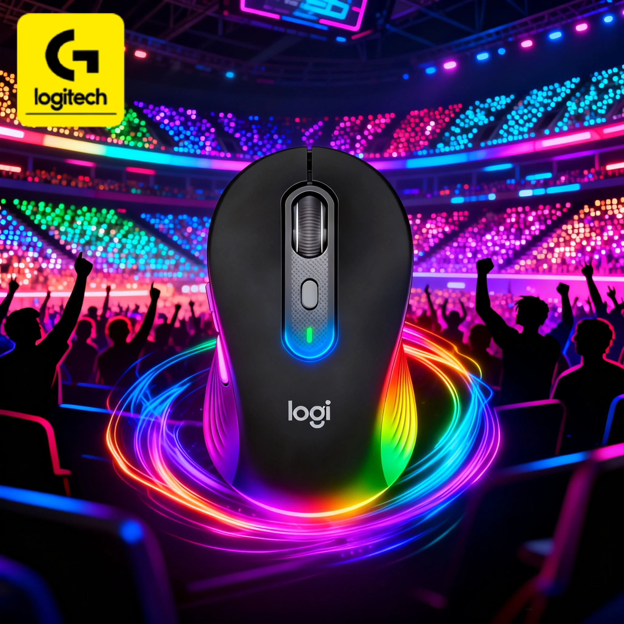 

Logitech M750 Silent Office Mouse, available in white, black, and pink, compatible with multiple operating systems.