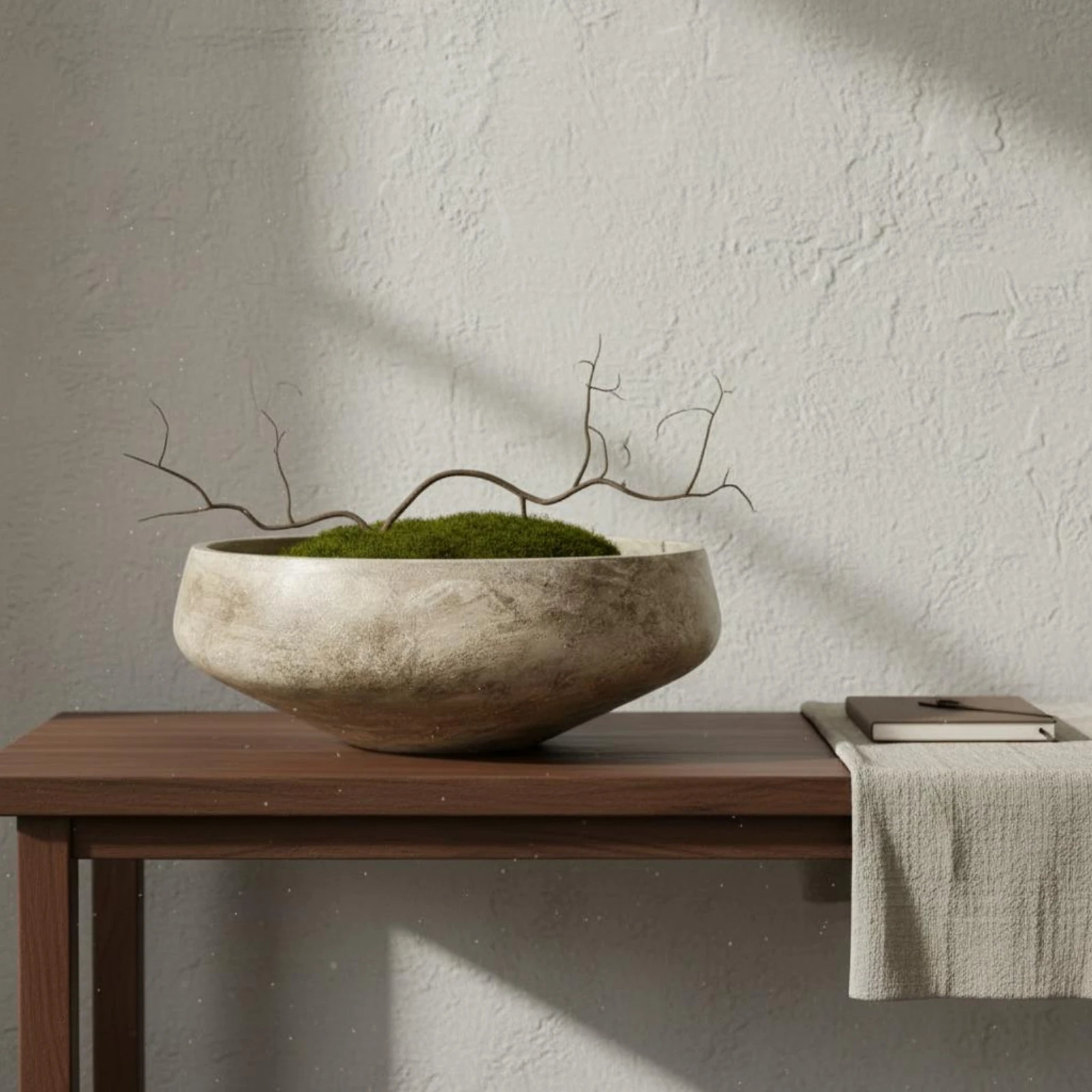

Wood Grain Lichen Bowl Artisanal Look Lichen Planter House Decoration