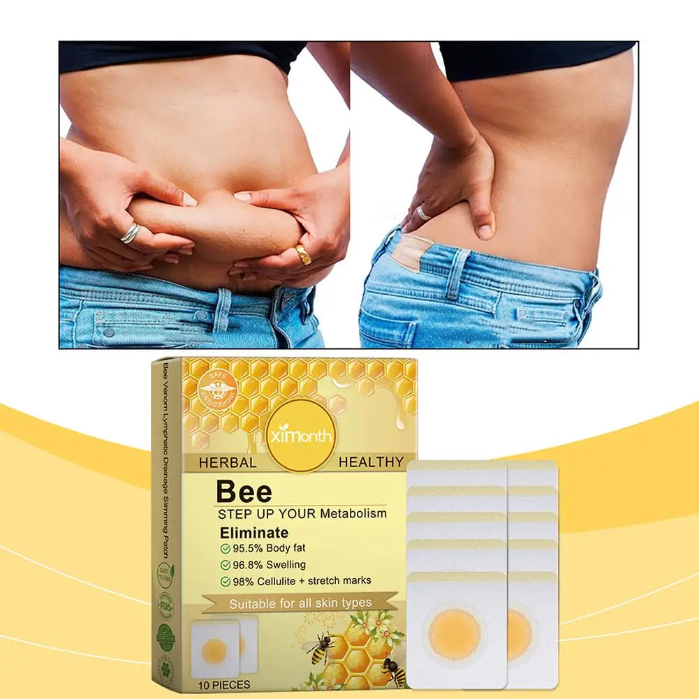 10 teile/beutel Bienen pflaster lindern Stress Lymph drainage Abnehmen Patch Detox Bauch Nabel Aufkleber für Schwellungen