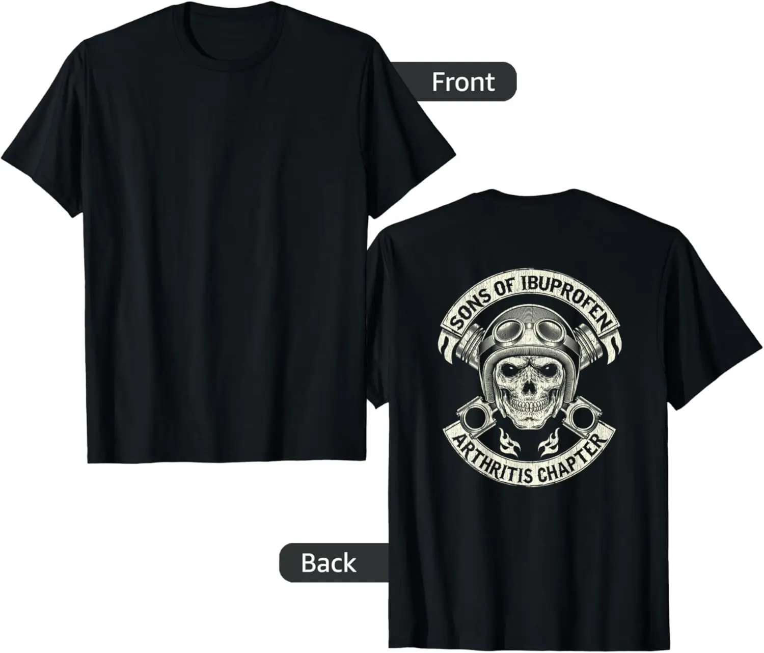 

Mens BACK PRINT Vintage Son of Ibuprofen Funny Biker T-Shirt Motorcycle