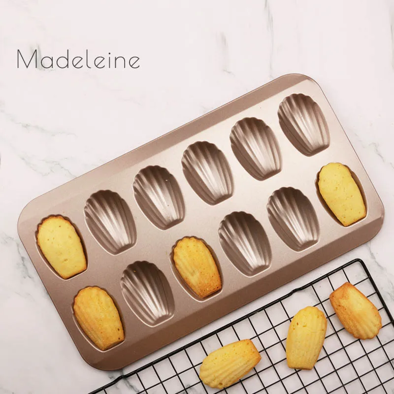 1~5PCS Dropship Mini Cake Tools Madeleine Pan/Molds 12 Cups Mini Cake Pans Madeleine Tray Metal Mini Cake Mould Baking