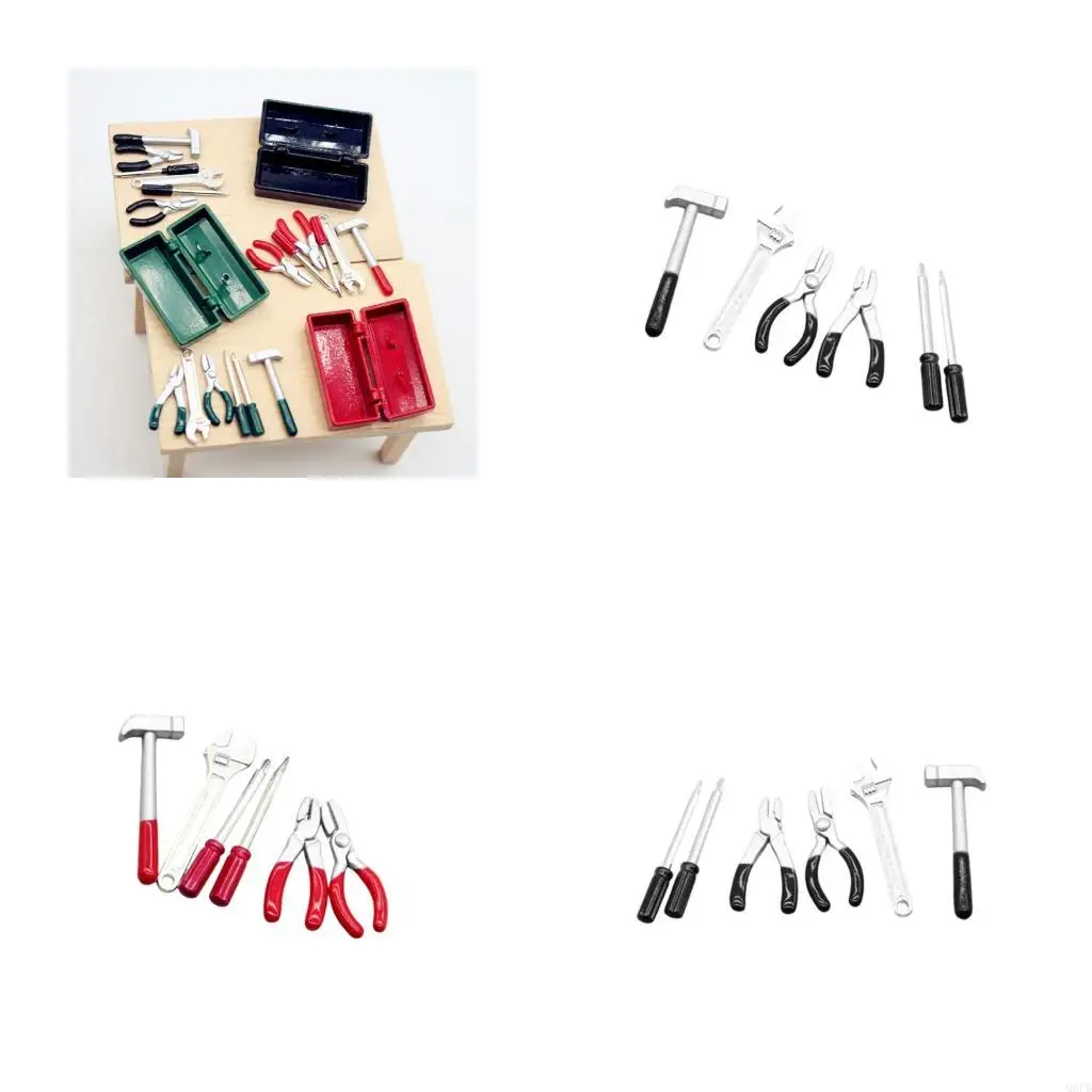 

1/12 Кукольный домик, миниатюрный набор садовых инструментов с футляром для хранения, детский ящик для инструментов для ролевых