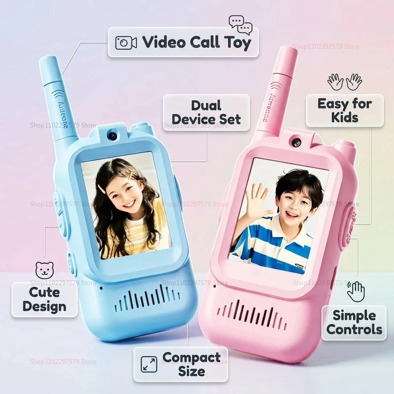 NEW Kids Video Walkie Talkies 2 Pack Rechargeable Intercom with Screens Childs Video Intercom for Outdoor Play Camping Hiking