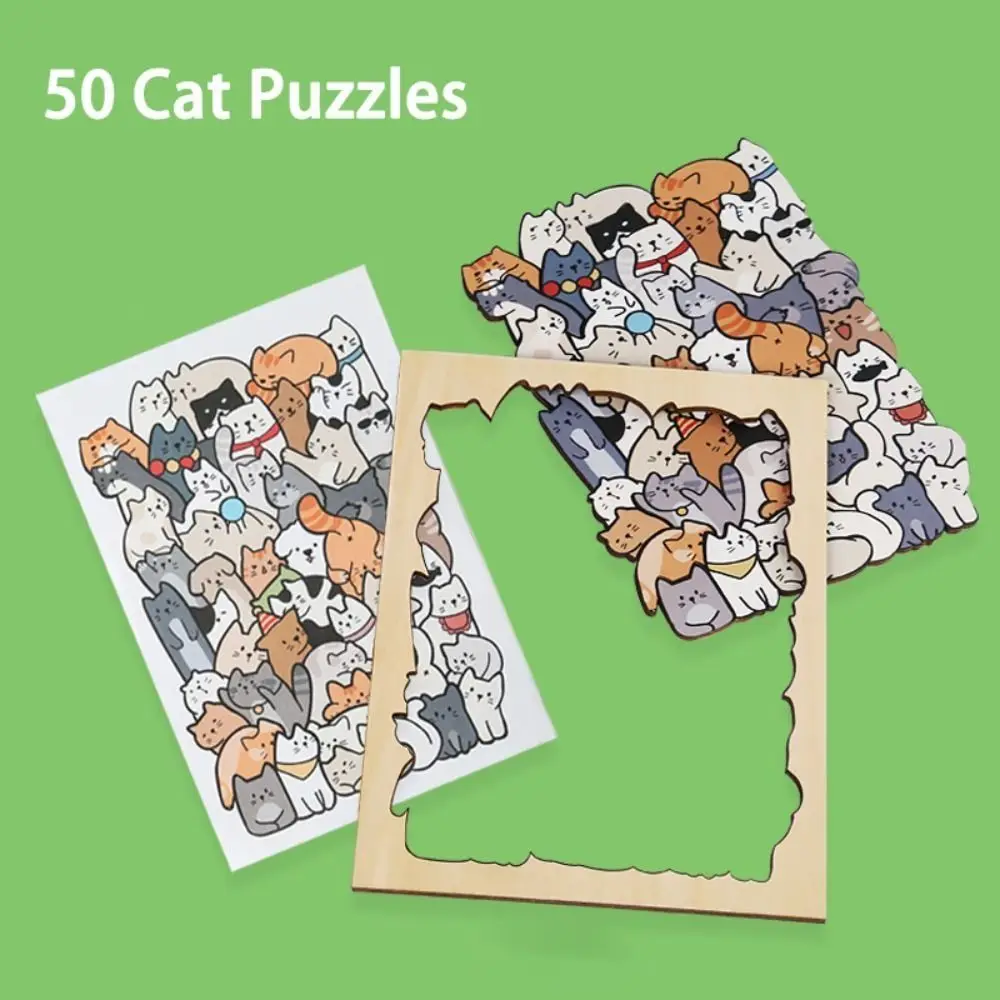 Forma irregular animal quebra-cabeças de madeira gato dos desenhos animados forma quebra-cabeças cão panda forma animal quebra-cabeças decoração mesa