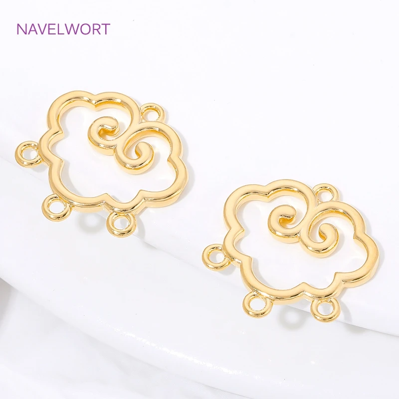 1/2/4Pcs 18K Gold Plated Brass Cloud Shape Connector Charms,Connector For Beads,Connectors For Bracelets Making,Jewelry Findings image 5