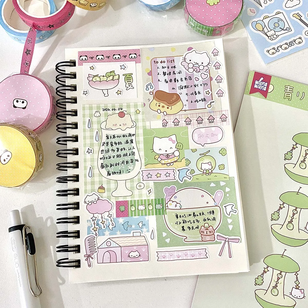 Kawaii Washi Tape fai da te arti e mestieri Album Journal Planner Scrapbooking cancelleria simpatico nastro adesivo 1x500cm