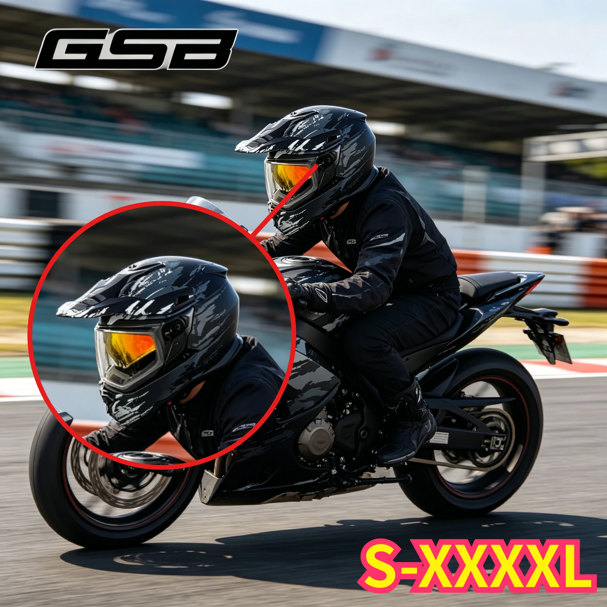 

Мотоциклетный шлем GSB для бездорожья, полнолицевой шлем с двойными линзами и защитой от запотевания, летний теплый гоночный шлем для мужчин