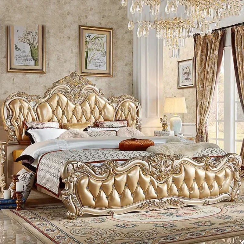 Unique Vintage Bed Aesthetic Modern Nordic Bedroom Double Bed King Multifunctional Luxury Camas Matrimonial Home Furniture