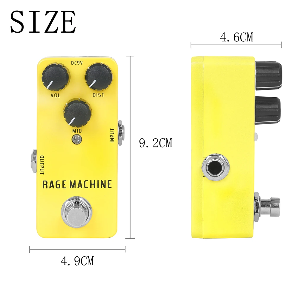 Rage Machine Guitar Effects Pedal Aluminum Alloy Mini Single Type Compact Electric Guitar Pedal Musical Instrument Accessories