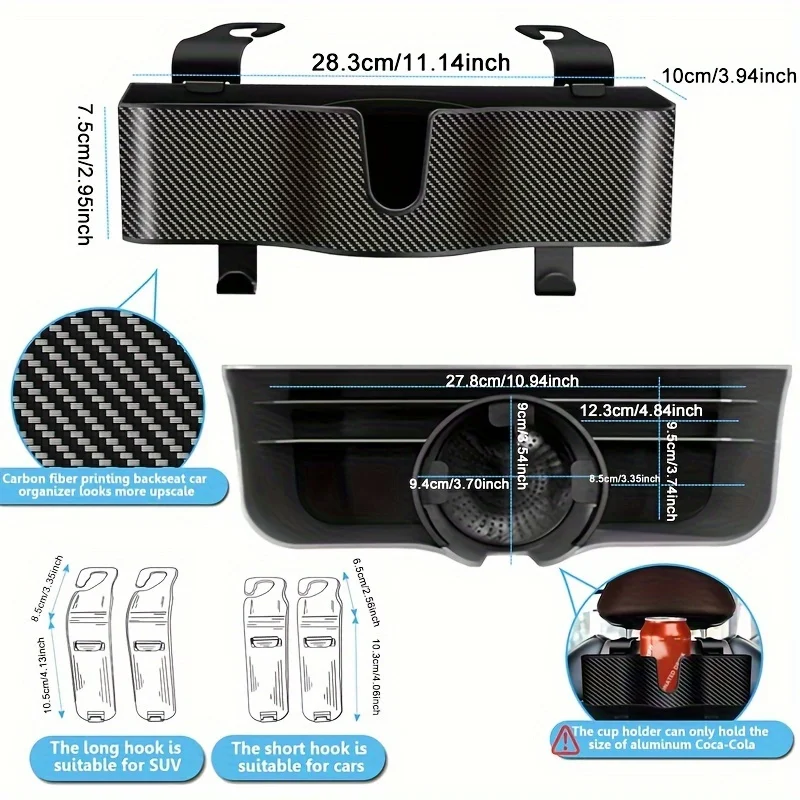Car Multi-Function Storage Box Vehicle Mounted Tissue Box Cup Holder Hook Storage Bag Rear Seat Back Storage Box Water Cup Rack