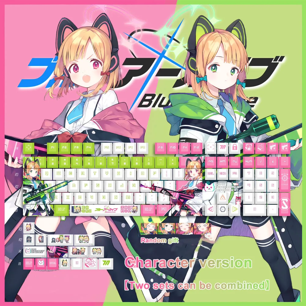 

Blue Archive PBT Keycaps Midori Saiba Dye Sublimation Key Caps Cherry Profile Keycap Gamer Accessories For Mechanical Keyboard