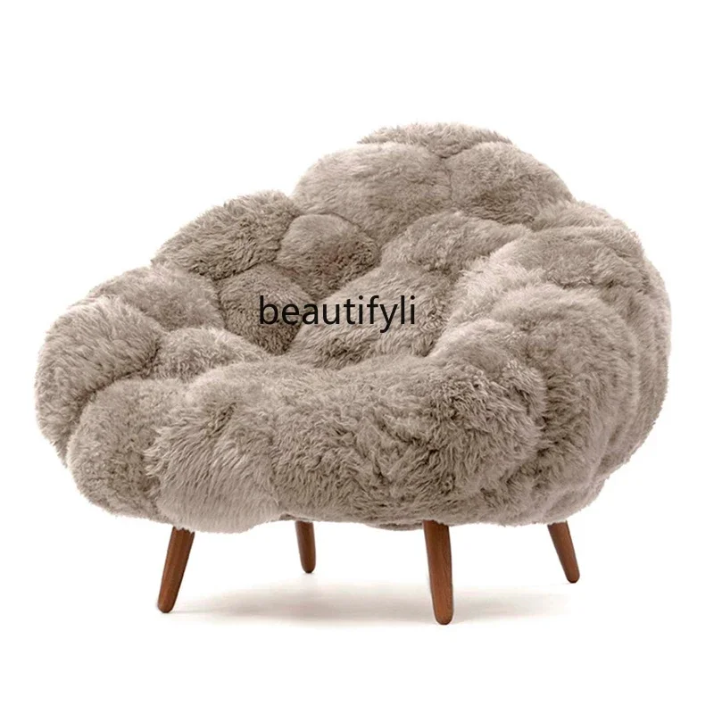 newDesigner single sofa chair modern minimalist creative curved solid wood foot plush sofa chair