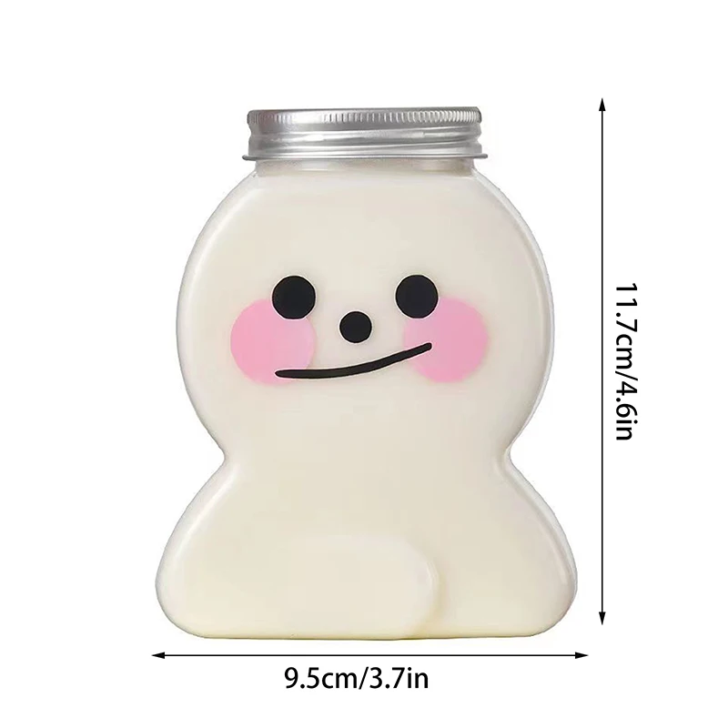 Tasse en plastique bonhomme de neige pour thé au lait à bulles, tasse à boisson de poulet HI, l'horloge transparent, bouteille de jus de dessin animé mignon, 400ml